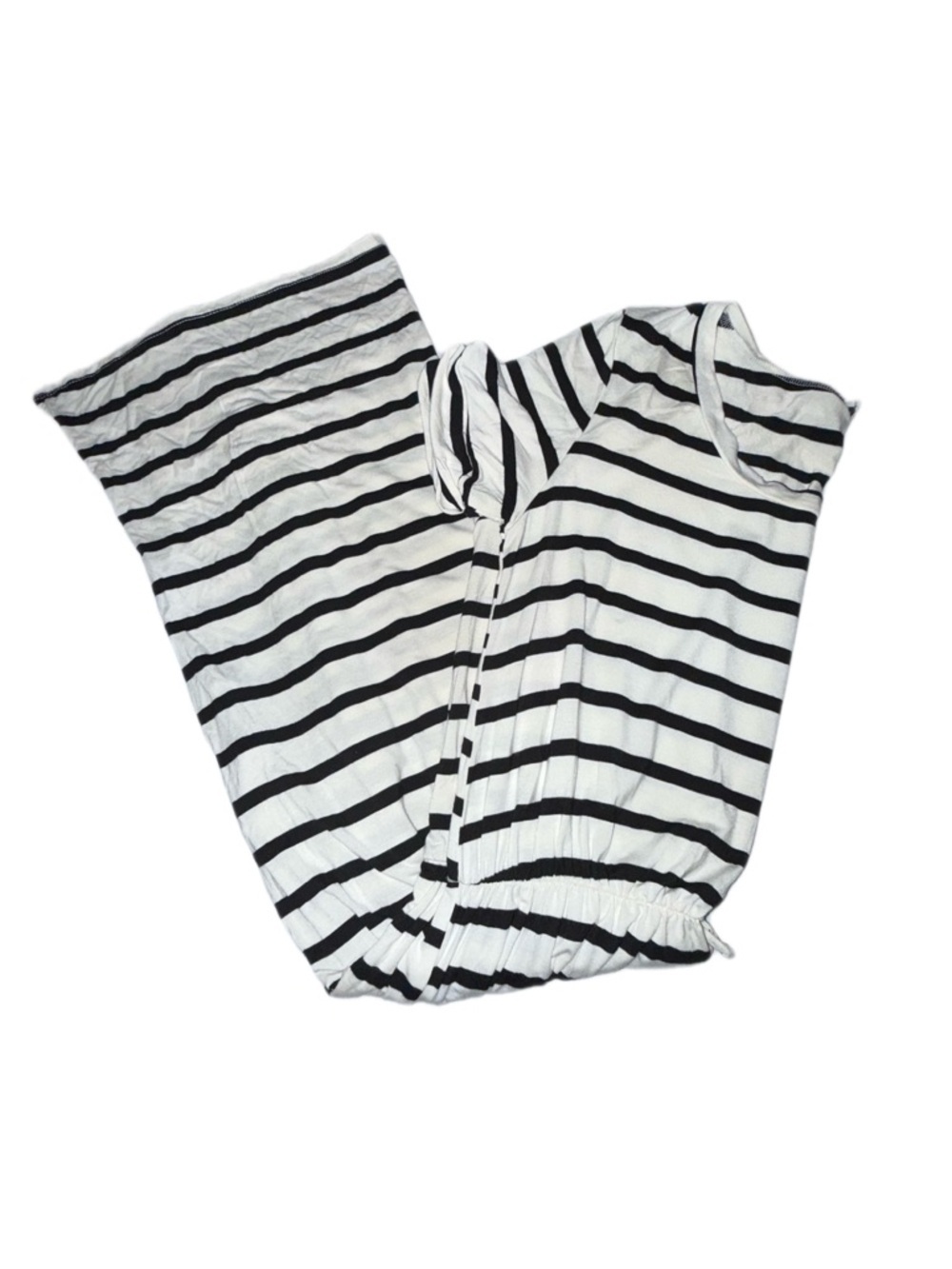 White Birch Striped Midi Dress Small Black White Rayon Elastic Waist Casual USA - Picture 4 of 9